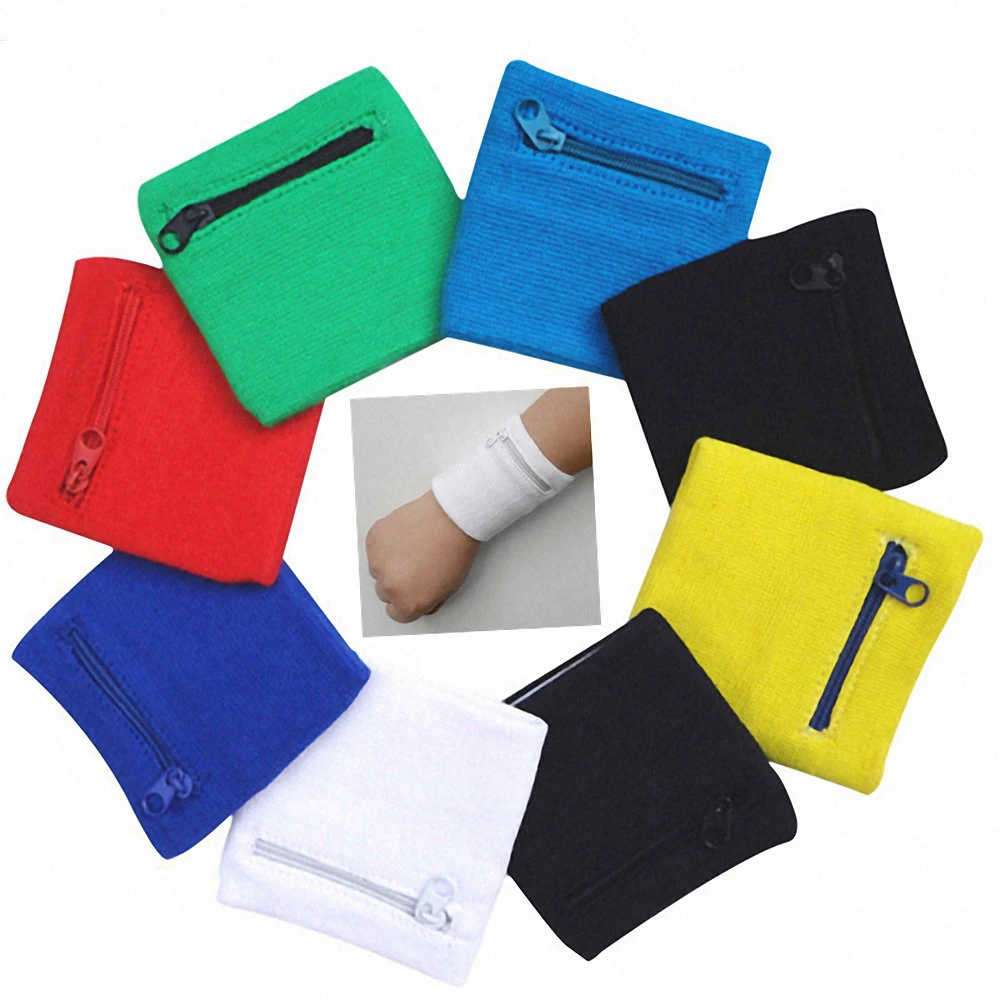 

1Pcs Sport Wristband Sweatband Football Yoga Gym Basketball Running Sweat-absorbent Zippered Pocket Sports Wrist Wallet Pouch