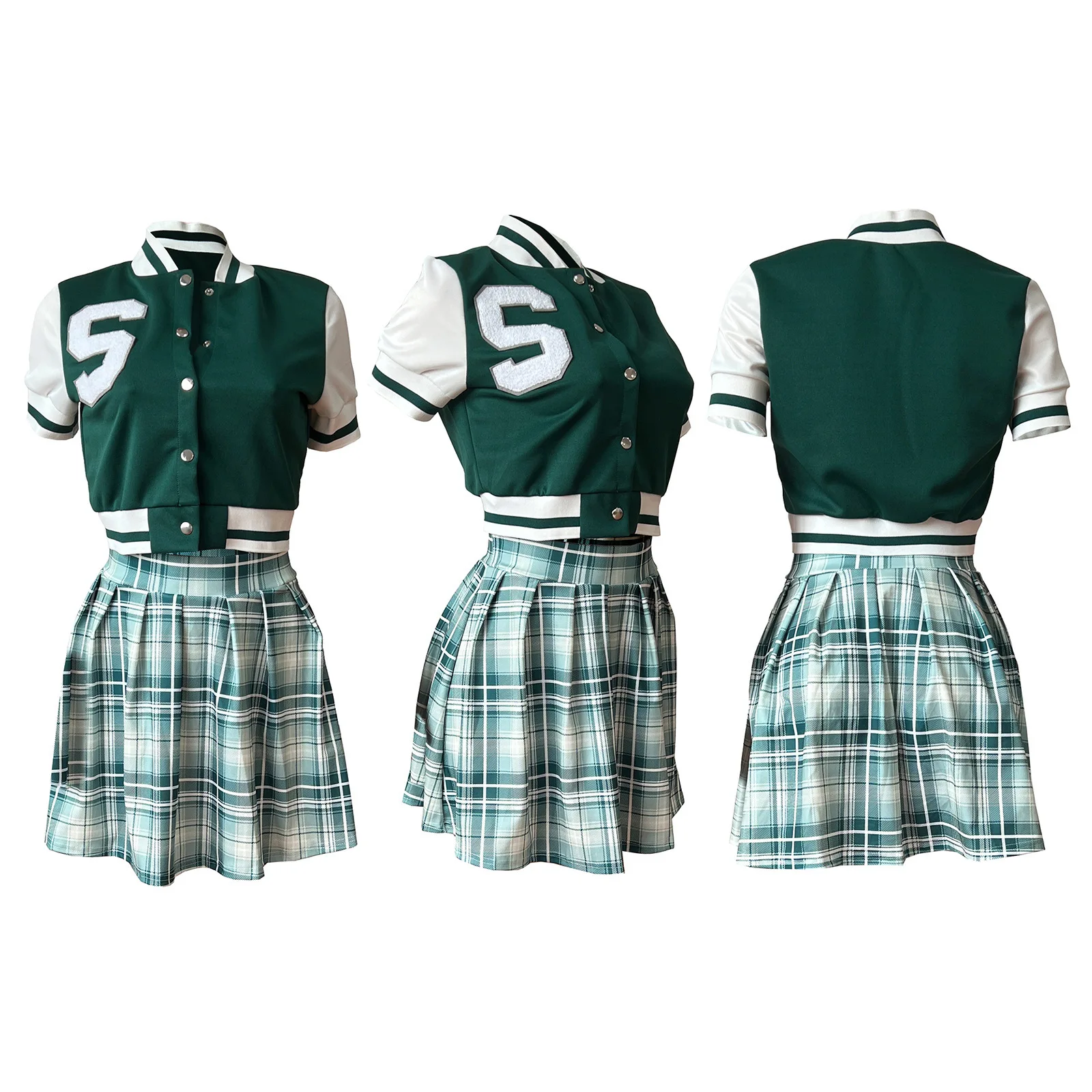 HR8209 Женская тканевая юбка с вышивкой в бейсбольную сетку и принтом