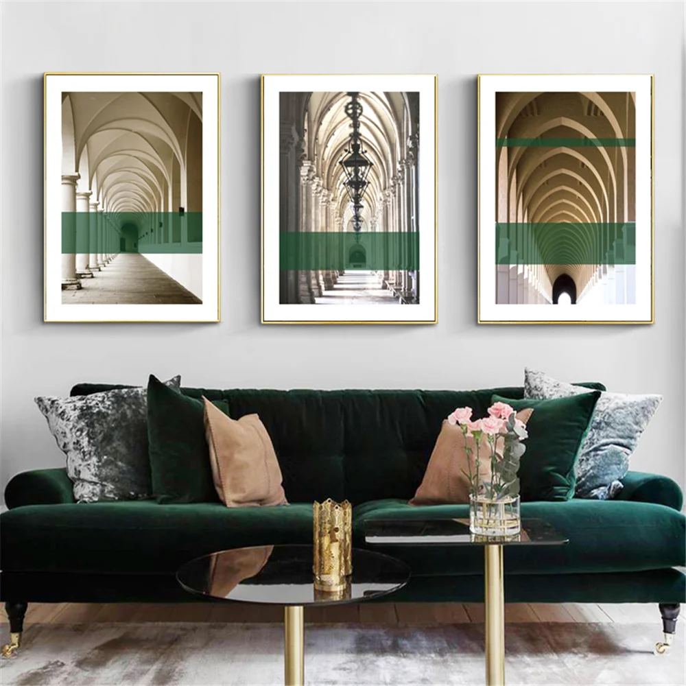 

Custom Canvas Posters European Style Building Revolving Staircas Silk Fabric Modern Party House Decor Poster Room#211217-21