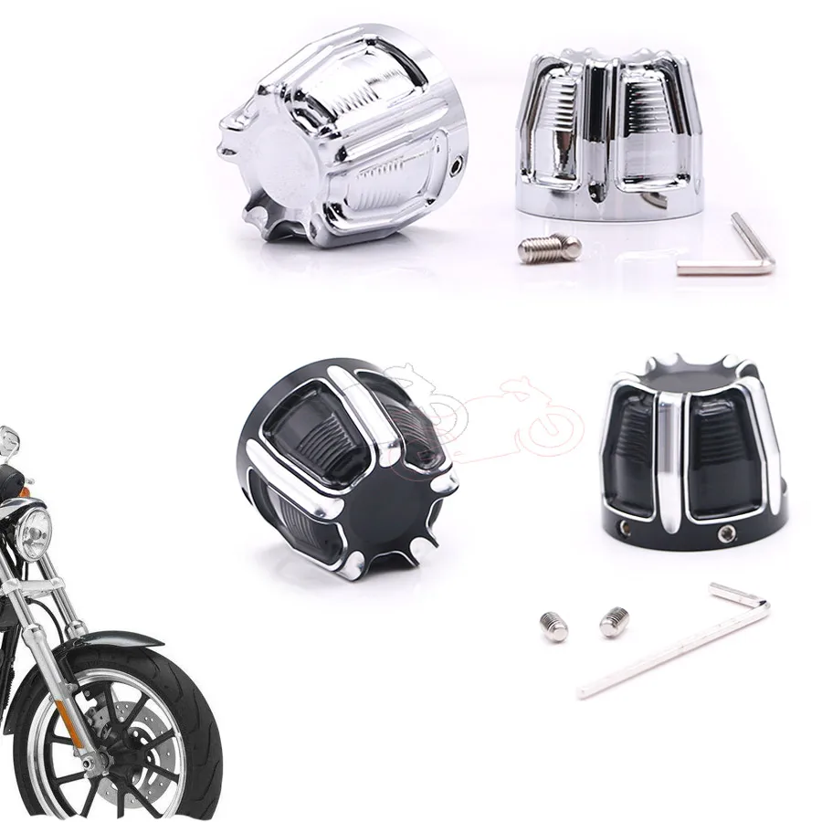 

Custom Motorcycle Front Axle Nut Covers Caps Kit for Harley Davidson Touring Softail Dyna Street Bob CVO Fat Bob Electra Glide