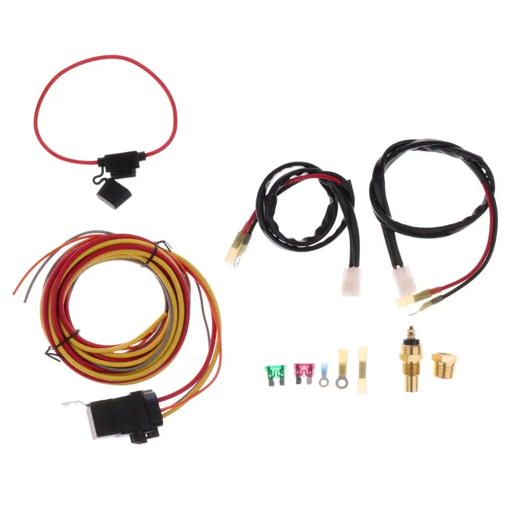 

Electric Cooling Fan Wiring Install Kit 185/165 Thermostat 50AMP Relay