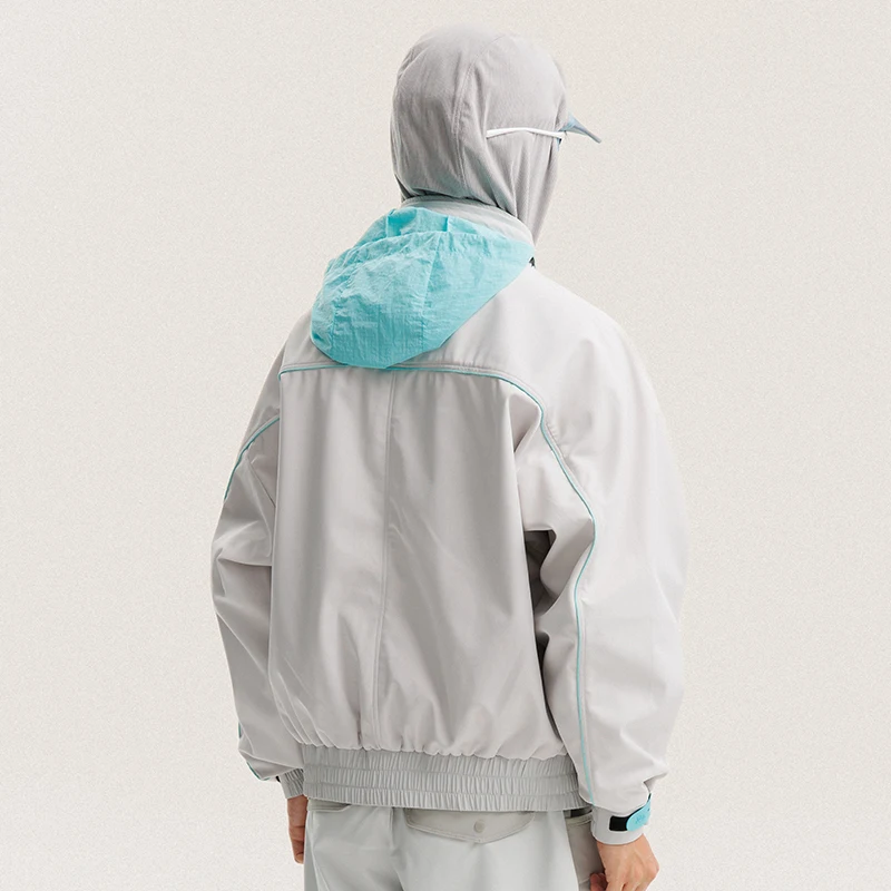 Фото Трек Soft Shell Куртка Мужчины Женщины Спорт на открытом воздухе Водонепроницаемая ветровка Скрываемая куртка-карго с капюшоном Свободное повседневное пальто Techwear №5