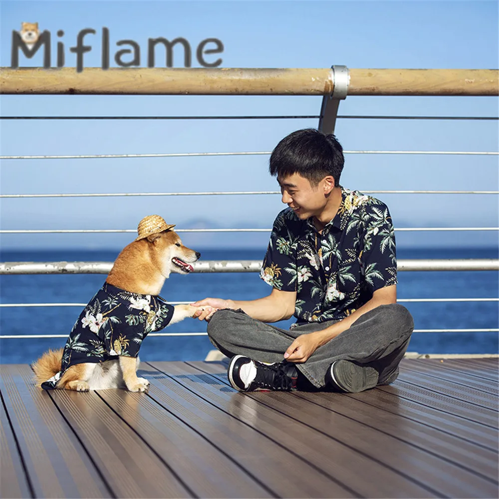 Miflame Гавайская пляжная Повседневная рубашка для собаки и владельца подходящая