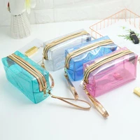 fashion transparent cosmetic bag zipper storage bags waterproof pvc laser wash organizer women girl travel pouch container gift