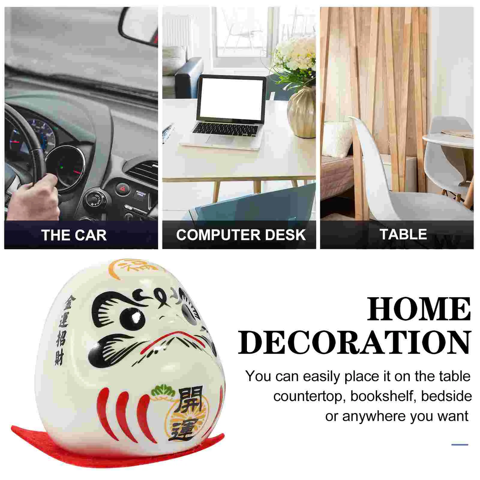 Dharma Eggs Ceramic Ornament Daruma Luck Decor Japanese Ornaments Car Figurines Wealth Accessories