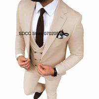 mens suits customized 3 piece slim wedding dress groom tuxedo jacket vest trousers