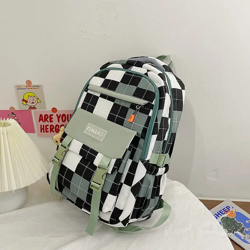 

Plaid Women Backpack School Bags for Teenagers Girls Fashion Patchwork Nylon Middle Student High Schoolbag Casual Back Pack 2022