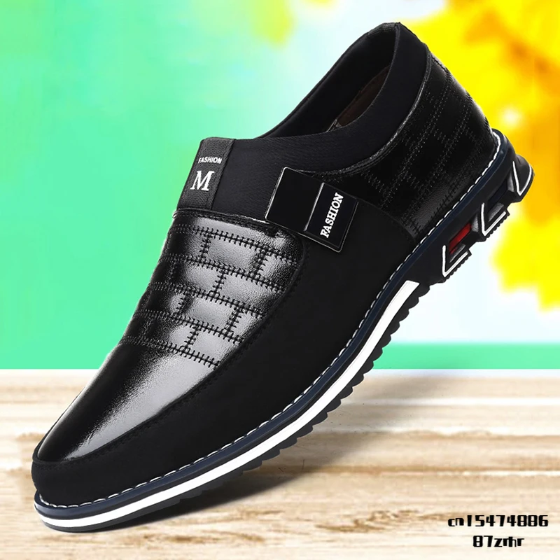 

2022 new shoes Men's leather casual shoes sneakers fashion trend flat all-match leather shoes work leather leather large size