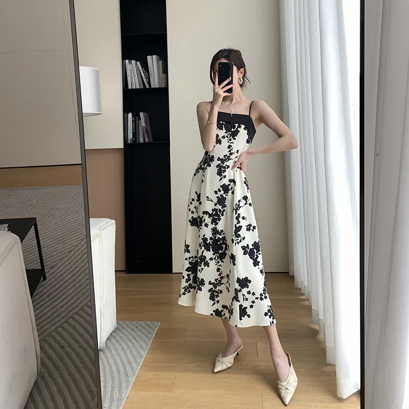 

Woman Dress Dresses for Women Suspender Skirt Printing V Neck Spring and Summer Vestidos De Verano Mujer 2022 Vetement Femme