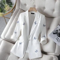2022 summer new women office lady casual slim small suit coat work female one button s outerwear fashion