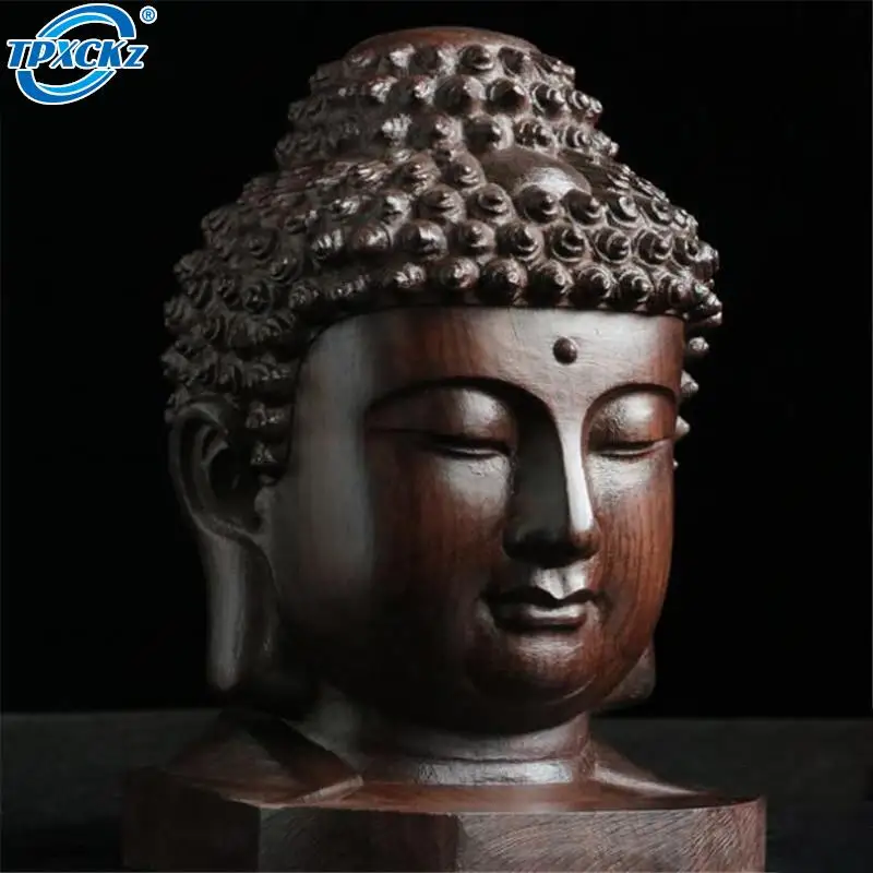 

Creative New Buddha Statue Wooden Sakyamuni Tathagata Figurine India Buddha Head Statue Crafts Decorative Ornament