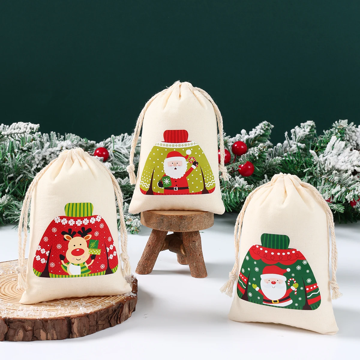 Рождественский Уродливый Свитер Хлопковая Сумка Женские Рождественские Чулки