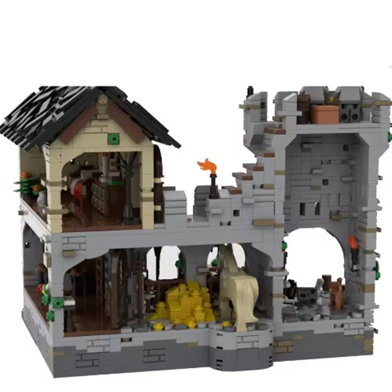 Фото В наличии MOC- 124794   Средневековый портный замок, строительные мелкие детали, сборка строительных блоков, модель игрушки, подарочный набор №3