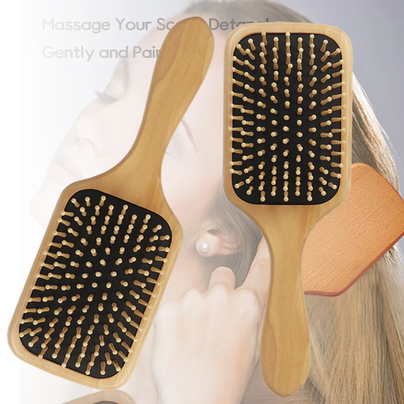 

Private Custom Logo Wooden Air Cushion Comb Health Care Massage Scalp Brush