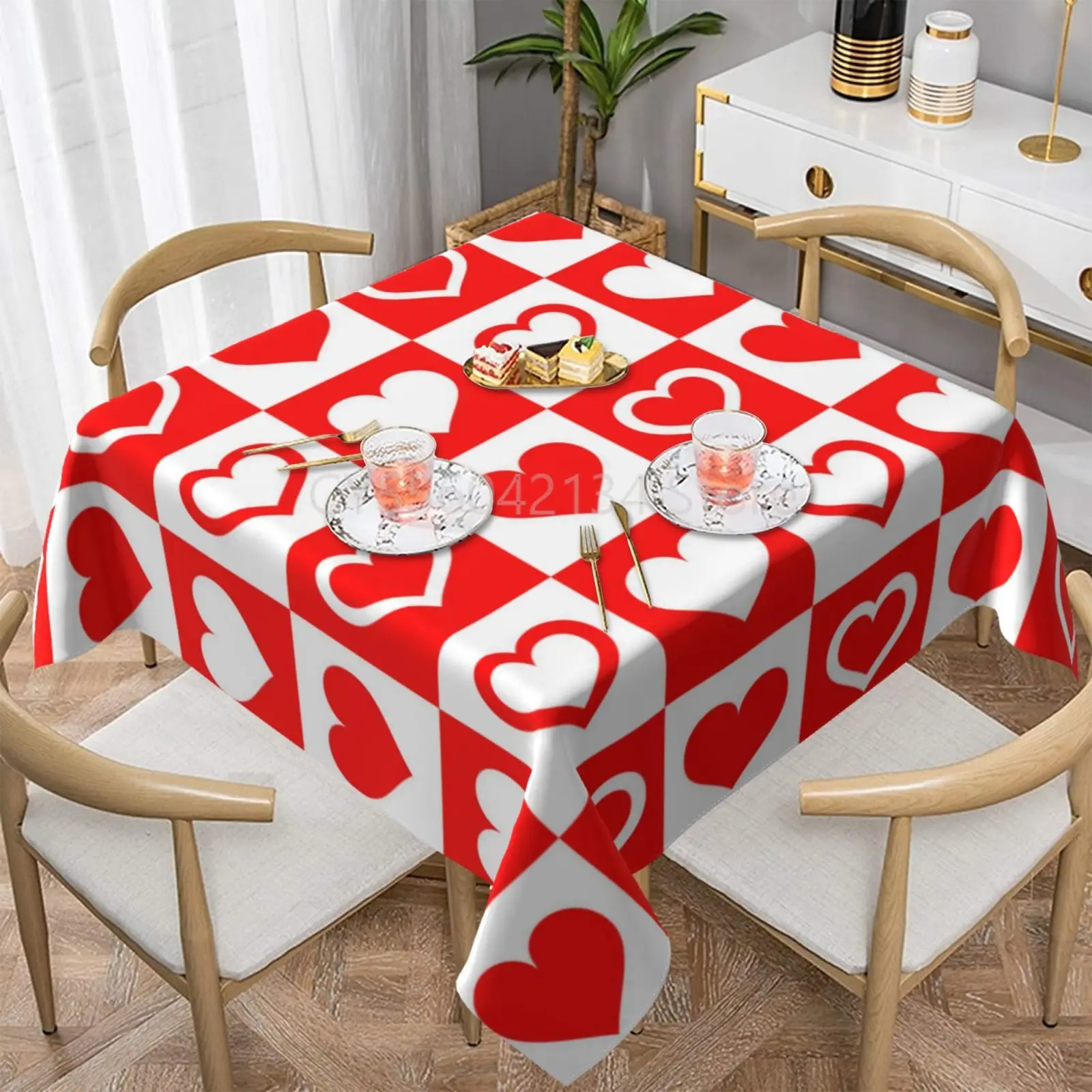 

Happy Mothers Day Table Cloth Gift Waterproof Wedding Marrige Heart TableClothes Reusable Table Cover for Dining Room Home Decor