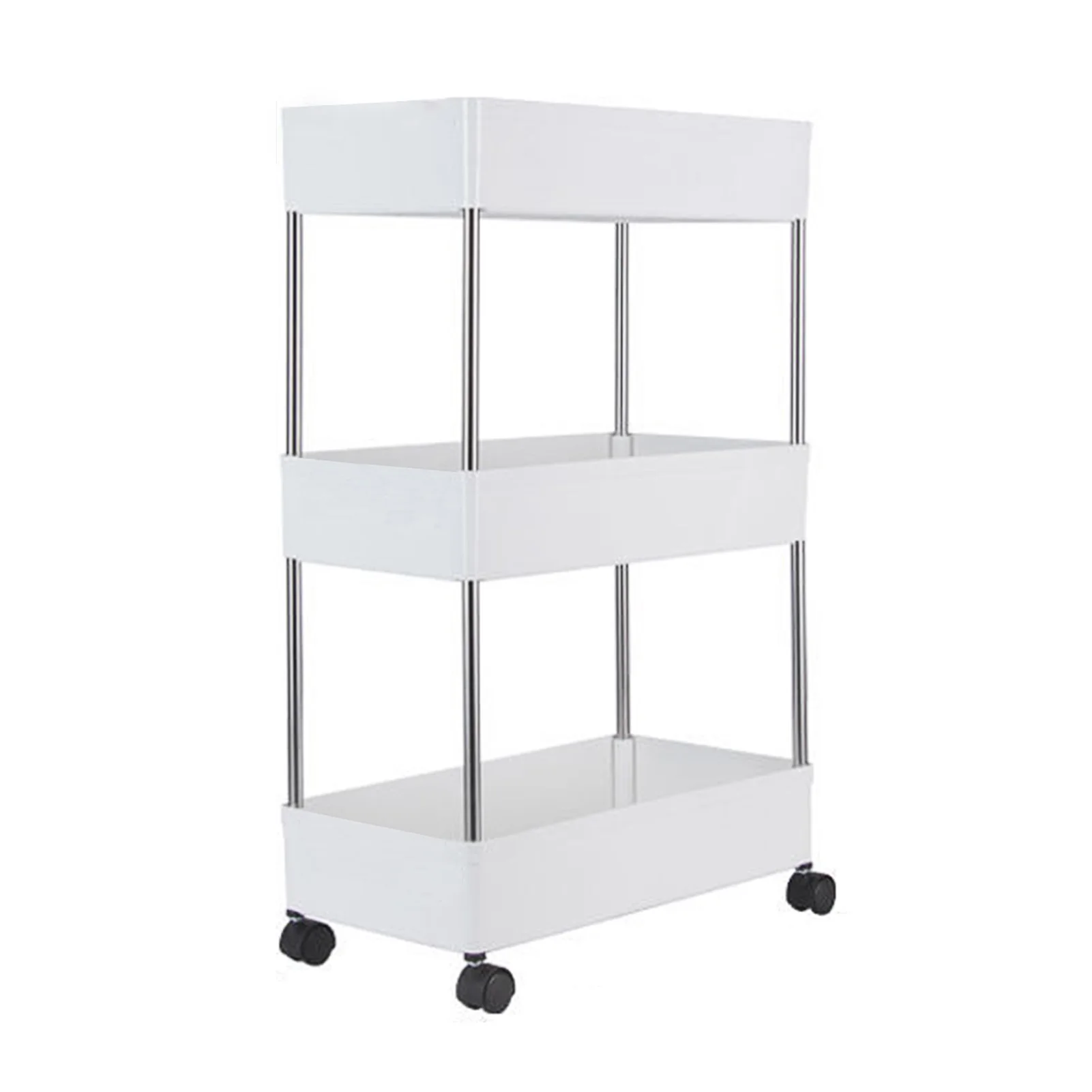 

3-уровневая тонкая тележка для хранения, тонкая тележка для хранения с колесами, узкие полки для хранения на колесах, скользящий органайзер ...