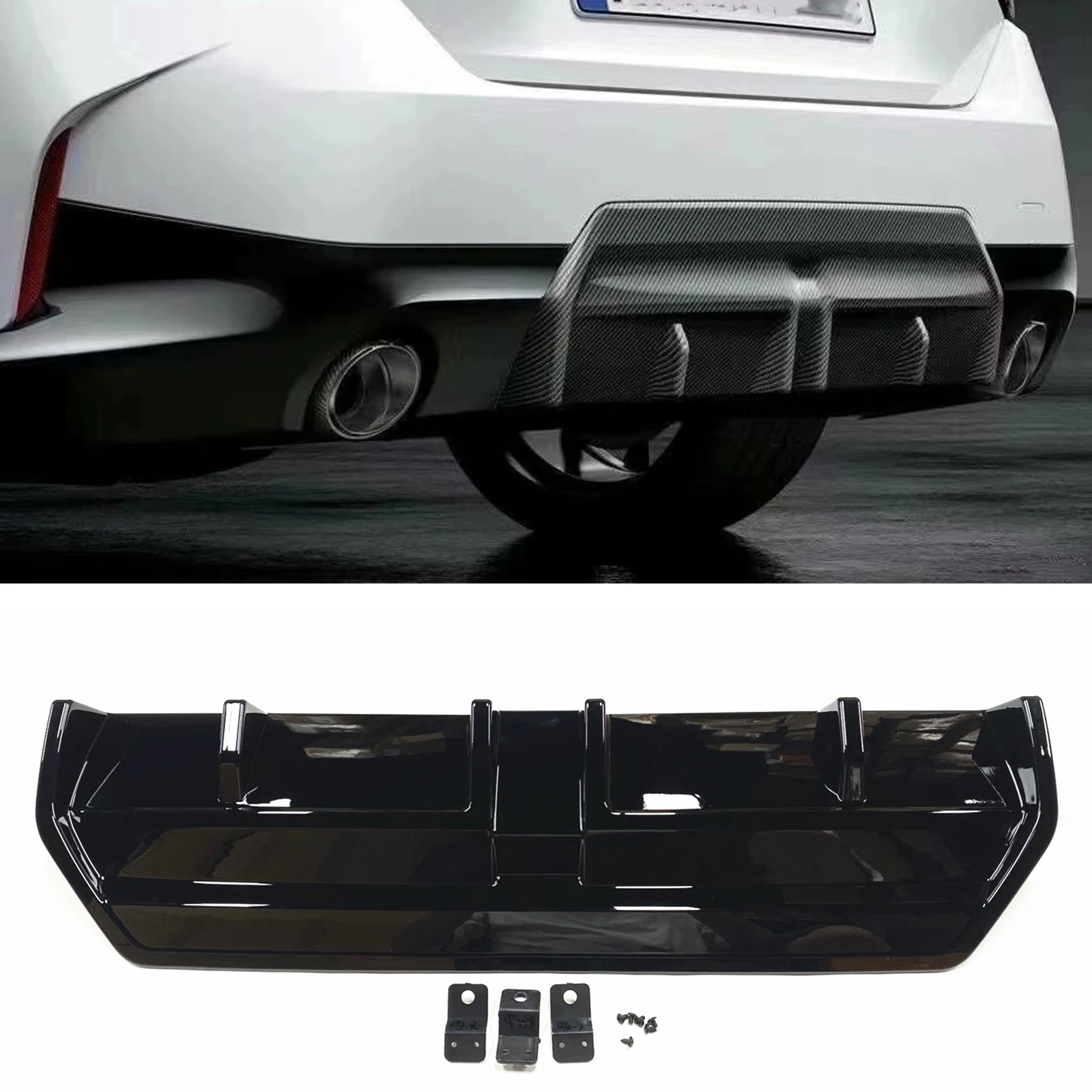 

Gloss Black Rear Bumper Diffuser Lip For BMW 2 Series G42 M235i M240i Coupe 2022-2024 2 Door Carbon Fiber Look Spoiler Splitter