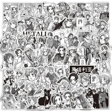 10/30/75pcs Black and White Japanese Anime APH Stickers Axis Powers Hetalia Cartoon Decals Waterproof Graffiti Skateboard Laptop