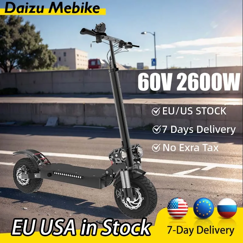

Dual Motor Electric Scooter 60V 2600W Electric Scooters Adults 75KM/H 47MPH Speed 10INCH Road Tire Foldable Patinete Eléctricos