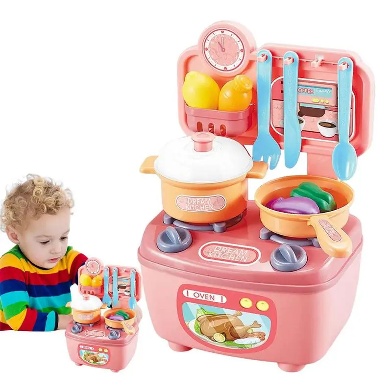 

Cooking Toys Kitchen Cooktop Toy Set With Tablewares Children Pretend Playset With Vegetables Fruits Colorful Play House Toy Set