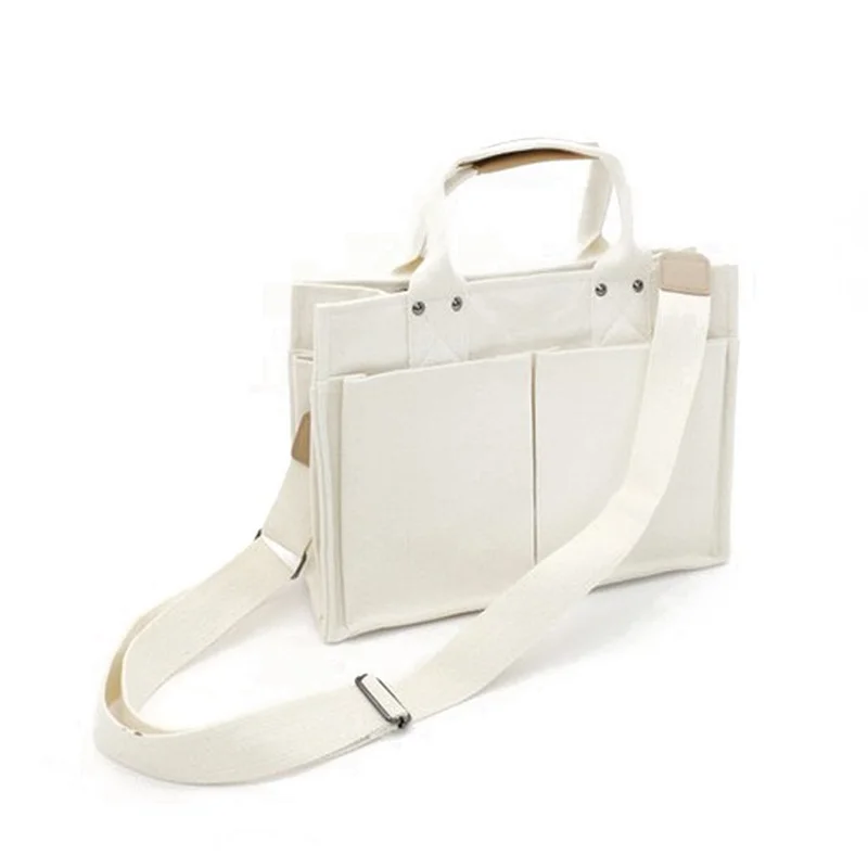 

Top Quality Canvas Student Bookbag Luxury Handbags Women Briefcase Bag Large Capacity Multi-pocket Cotton Shoulder Messenger Bag