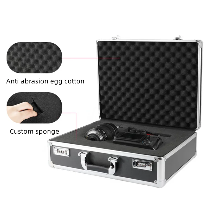 41.5x28.5x12cm Aluminum Tool Box Safety equipment Toolbox Instrument box Storage Case Suitcase Impact Resistant Case With Sponge