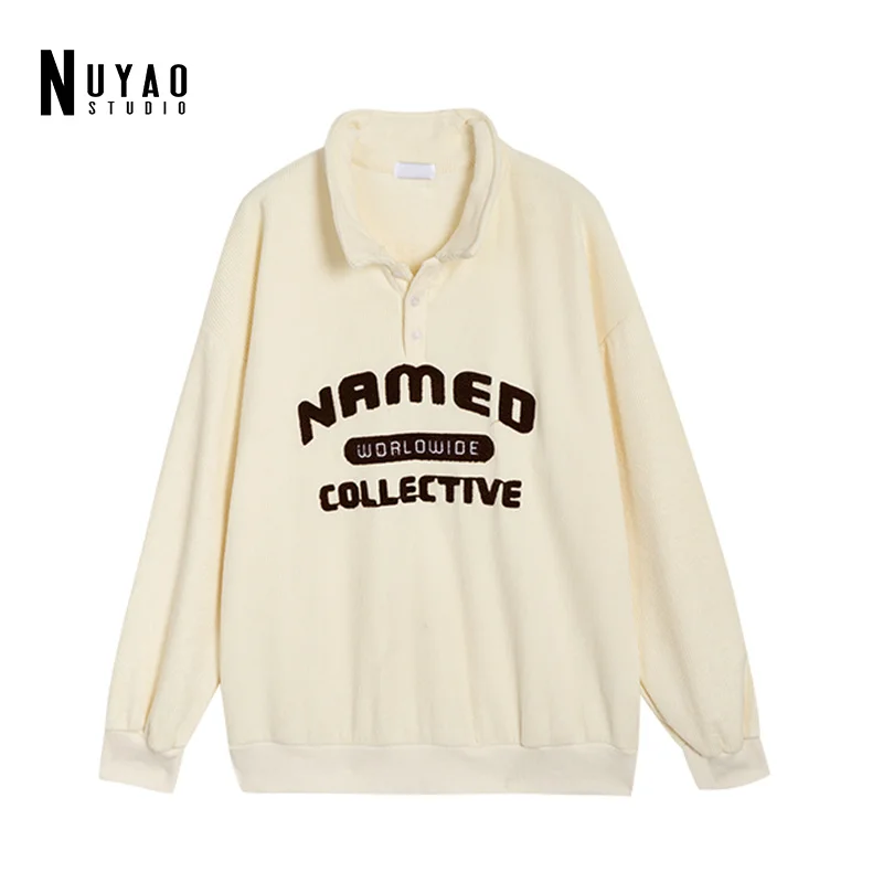 

Letter Women HoodieTurn-Down Collar Y2K Pullover Long Sleeve Casual Loose Autumn Winter Fashion Female Outfit Korean Preppy