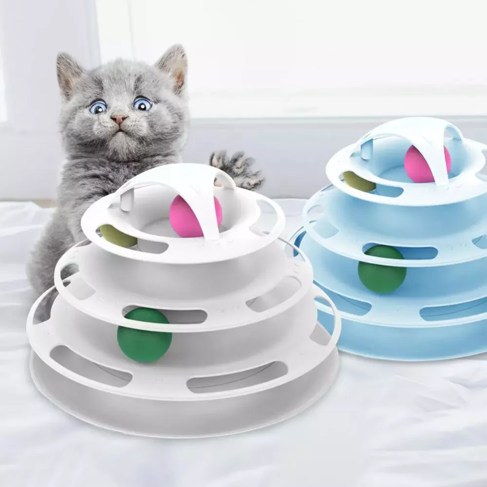 

2022JMT 3/4 Levels Cats Toy Tower Tracks Cat Toys Interactive Cat Intelligence Training Amusement Plate Tower Pet Products Cat T