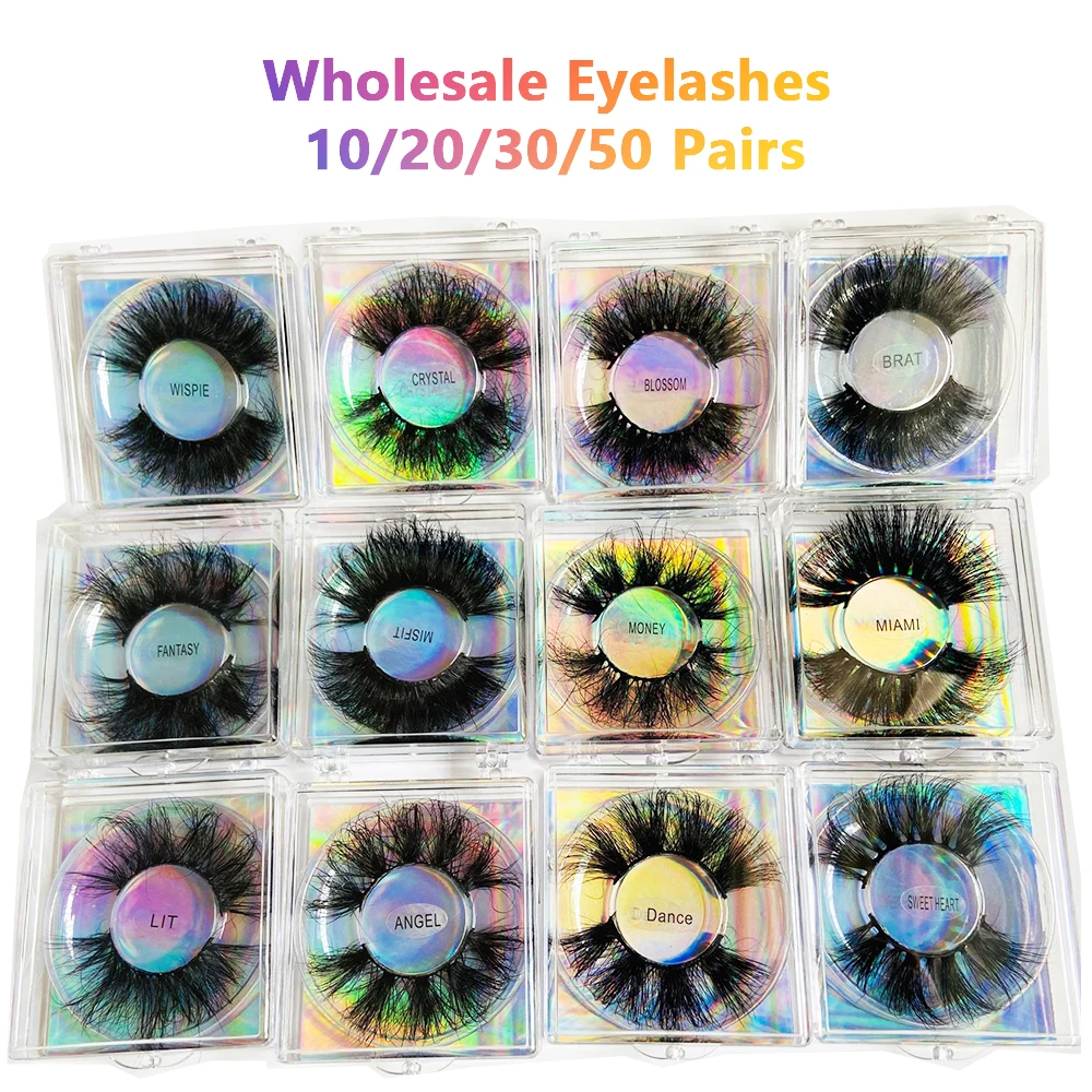 

Wholesale Eyelashes 25mm Lashes 3D Mink EyeLash Bulk Individual Dramatic Thick Messy Reusable Faux Lash Beauty Tools Vendor