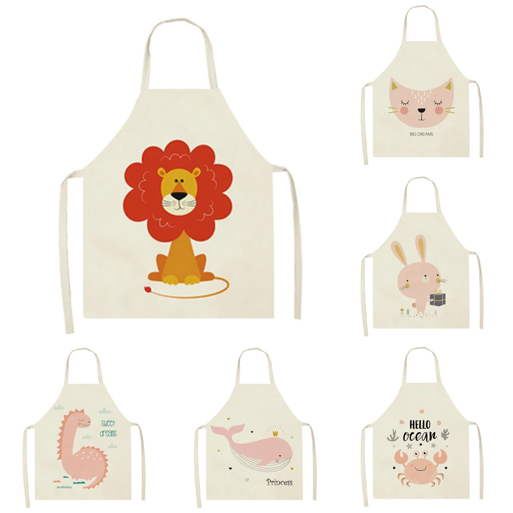 

Kitchen Cooking Apron Animal Print Apron Sleeveless Linen Household Cleaning Apron Restaurant Chef Cooking Accessories Apron