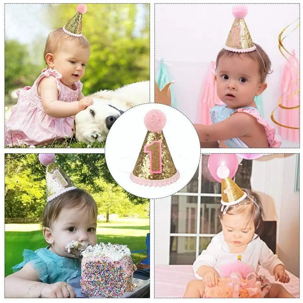 

200 Pcs Lilnk Birthday Party Hat Glitter Small Pointed Hat Nautical Girls Party Hat Party Hat Mini Felt First Birthday Boys H9m1