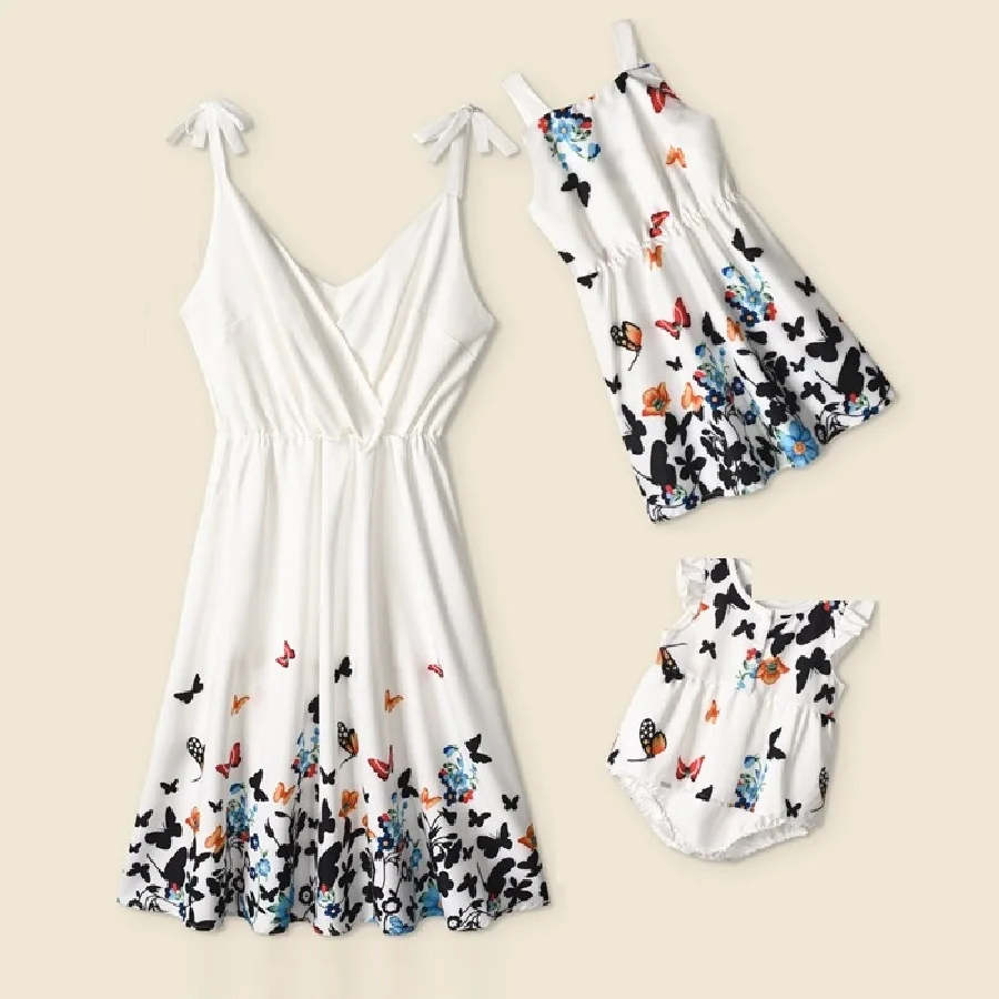 

Женское платье для девочек, Семейный комплект с бабочками, подходящие платья для мамы и дочки, одежда для мамы, мамы, ребенка, мамы и я, наряды