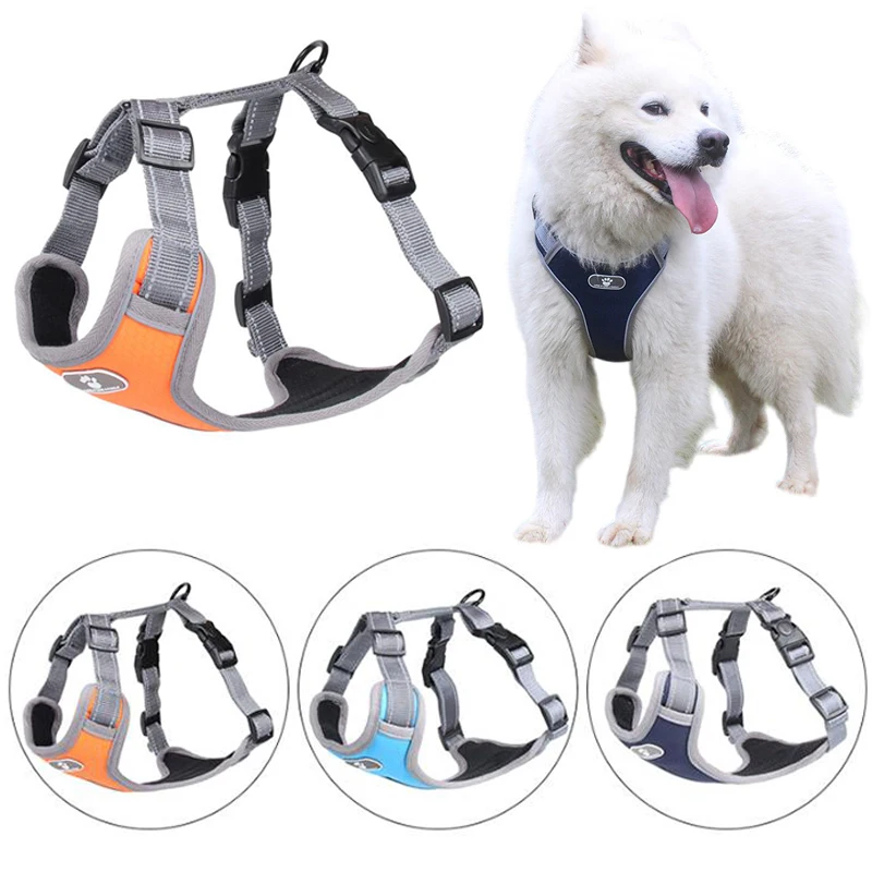 

Dogs Nylon Harness Reflective Pets Chest Strap Breathable Mesh Vests for Medium Large Dogs Labrador Training Walking Accessories