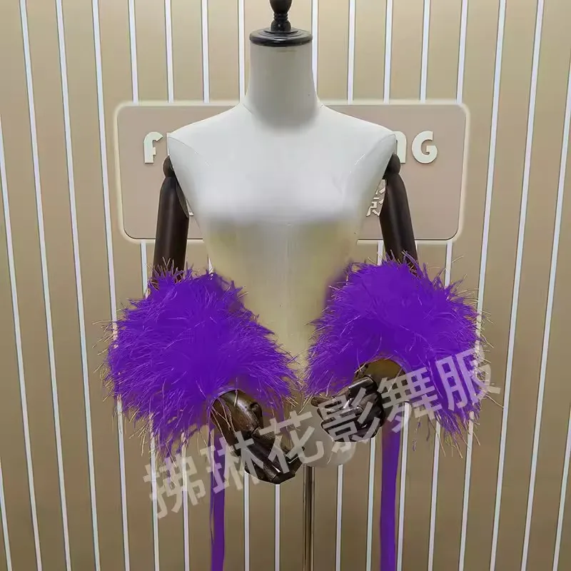 Платье для бальных танцев платье латиноамериканских с страусиными перьями
