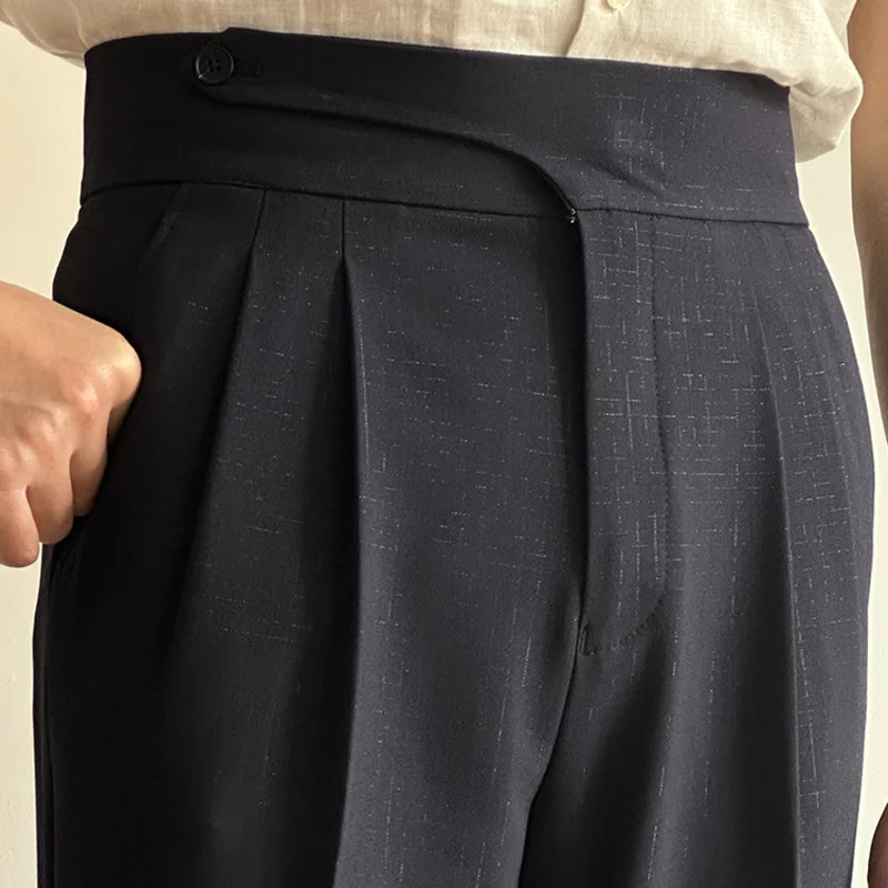 

2023 Summer Men Dress Pants Men's Social Shorts Masculina High Waist Man Formal Slim Fit Gray Pantalones Hombre
