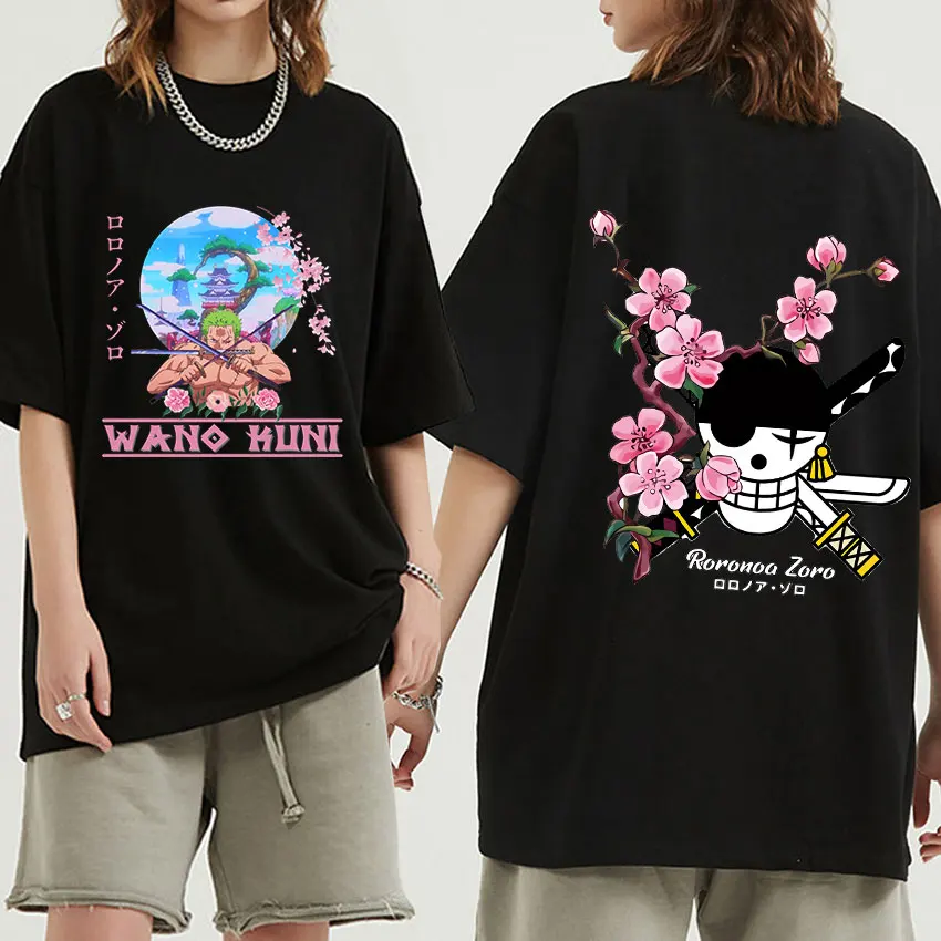 

Забавные футболки с рисунком аниме ророноа Зоро, японская манга, 100% хлопковая футболка для мужчин и женщин, большие размеры, стиль Харадзюку