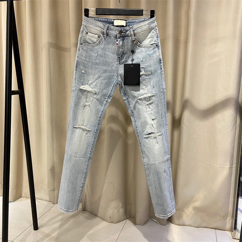 

TB THOM High-quality Jeans Fashion Cotton Patch Applique Washed Frayed Hole Painted Denim Jeans for Men Women Pants Plus Size