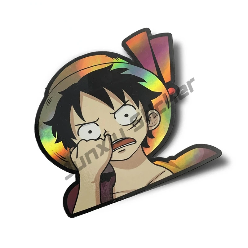 

Creative Cartoon Luffy Peeker Car Sticker Vinyl car decal Peeking Japan Anime Phone Bumper Truck Yacht Window Decal KK13cm