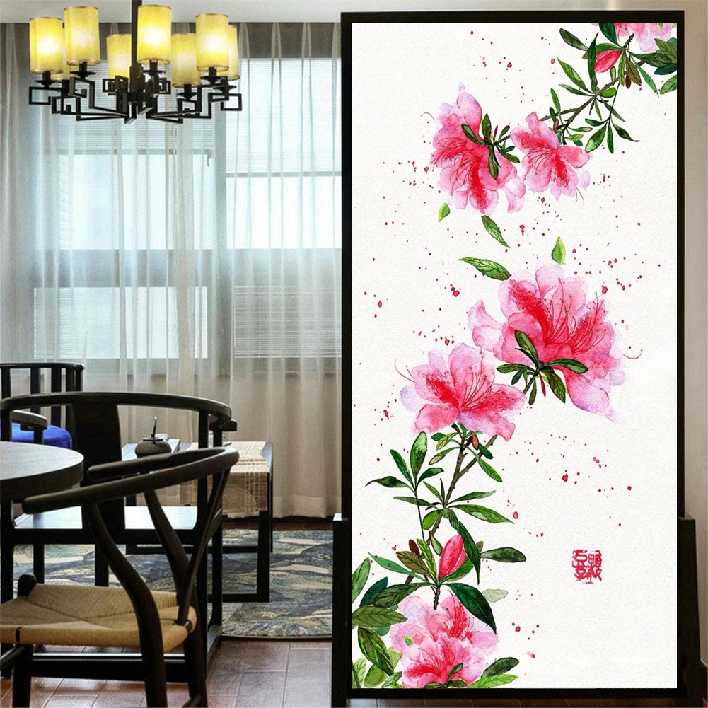 

Privacy Window Film Flower Decorative Glass Covering No-Glue Static Cling Frosted Window Stickers Window Tint for Home Decor