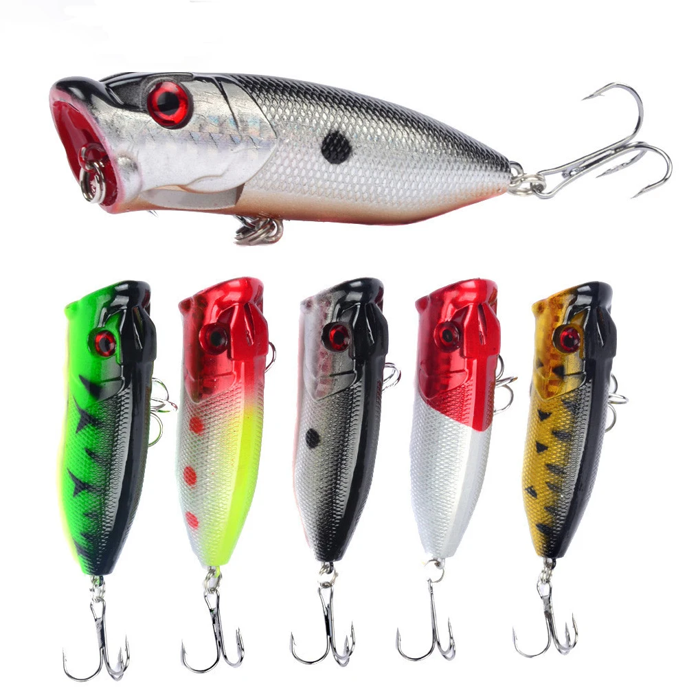 

1 Pcs Lures surface floating multicolor bait 6.5cm 12g hard bait artificial swing plastic tackle 6# hook fresh water sea fishing