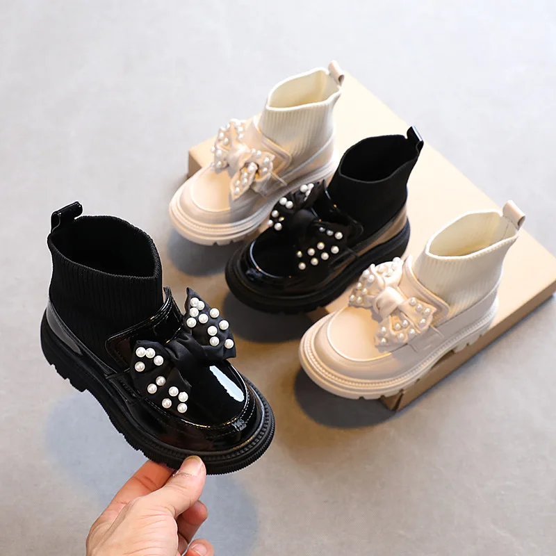 

2021 Autumn New Children Shoes Girls Bow Casual Fashion Boots Baby Mirror Leather Shoes Sweet Back To School Shoes Hot Fashion