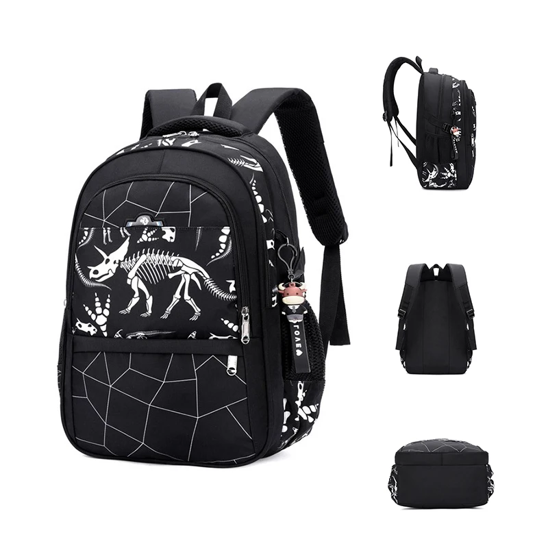 

Custom High Quality Black Dinosaur Campus Wholesale Women Schoolbag Student Child Book Backpack Bags For Girls Boy Teenagers