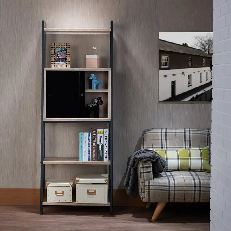 

Acme 92360 Finis Leaning Bookcase, Light Oak & Black, One Size