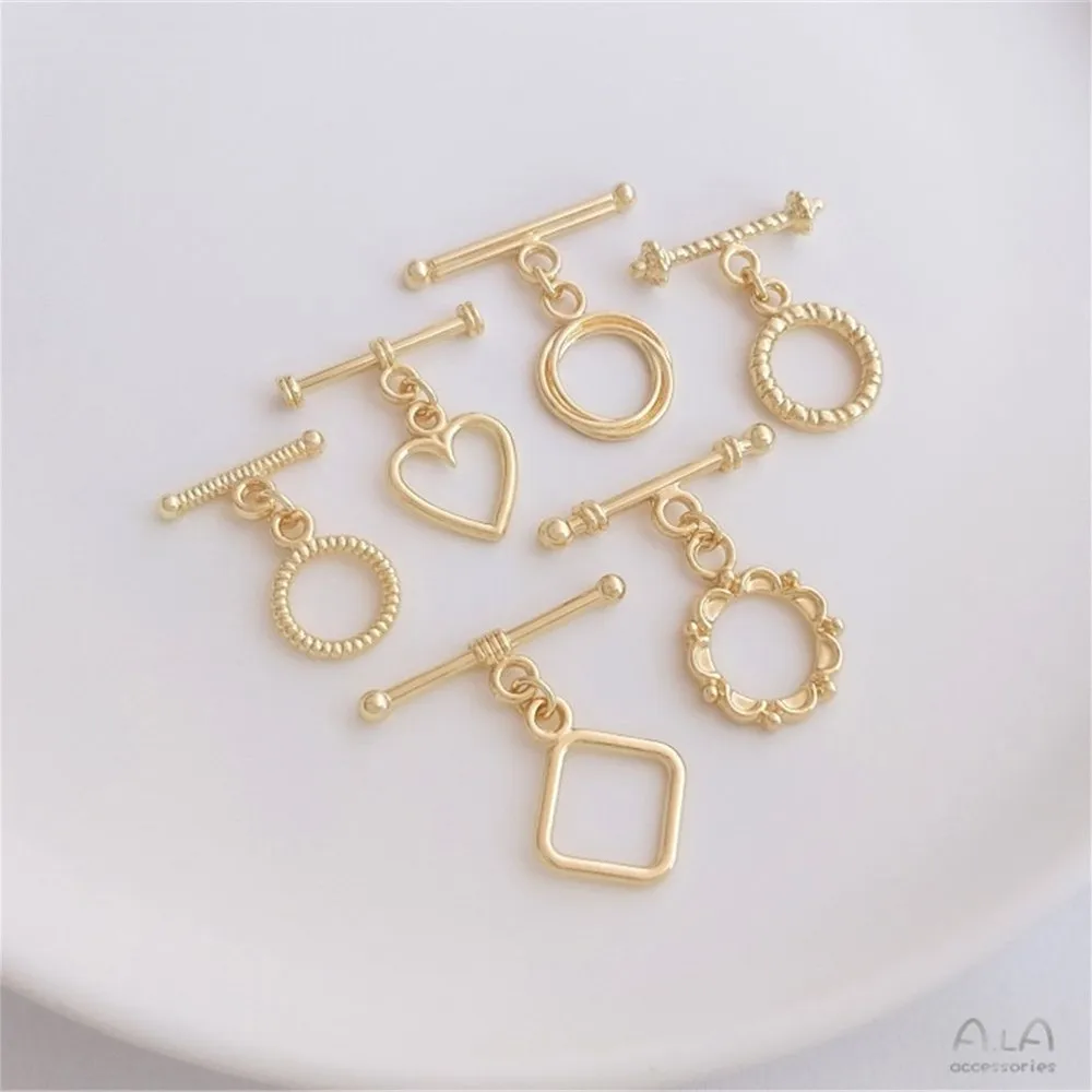 

Jewelry buckle 14K gold threaded lace round heart diamond OT buckle DIY bracelet necklace connecting accessories