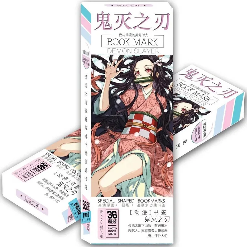 

Demon Slayer Paper Bookmark Tassel Nezuko Tanjiro Inosuke Zenitsu Book Clip Pagination Mark Student Stationery School Supplies