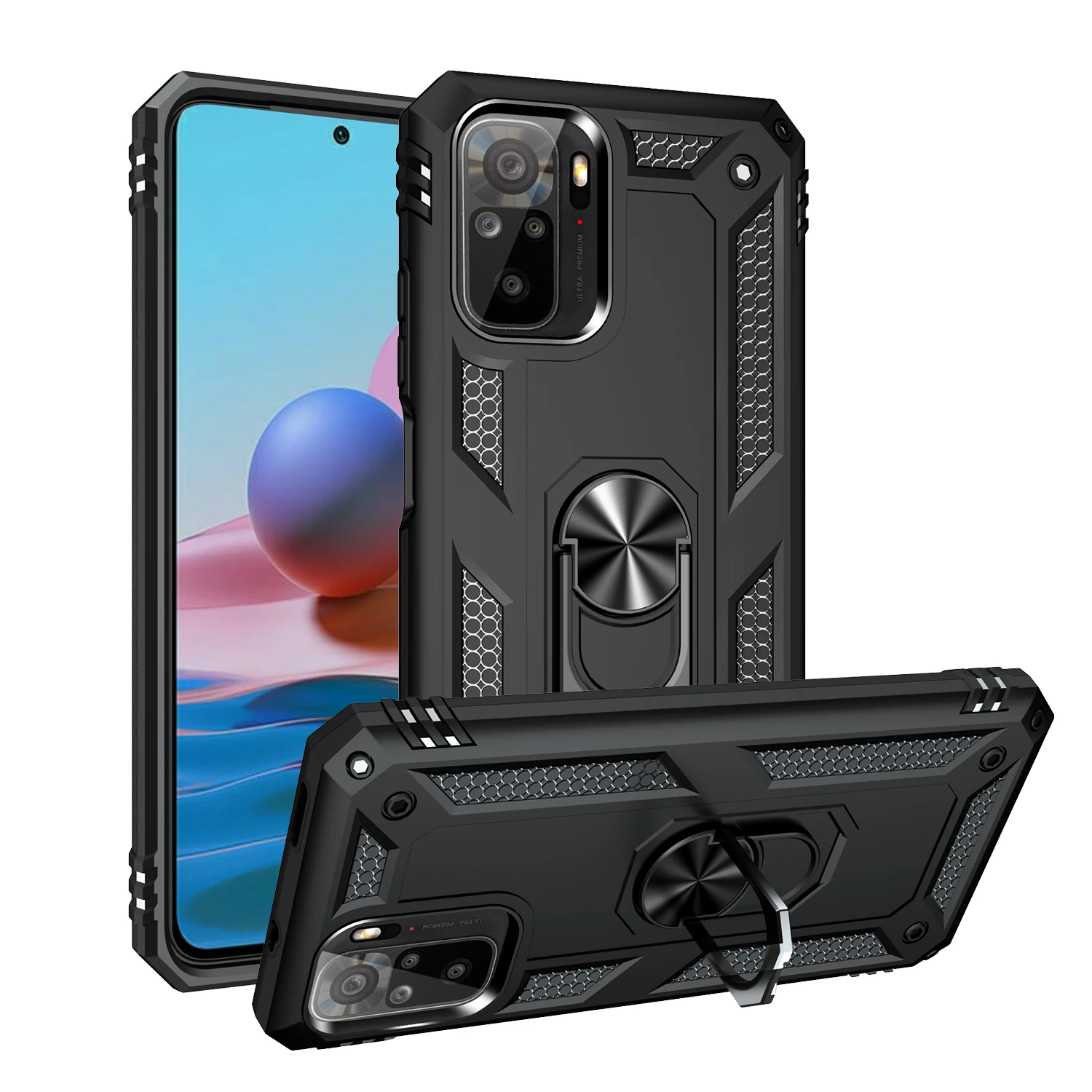 

for Xiaomi Redmi Note 10S Armor Shockproof Case for Redmi Note 10 S Military Drop Protective Magnet Holder Ring Case Cover