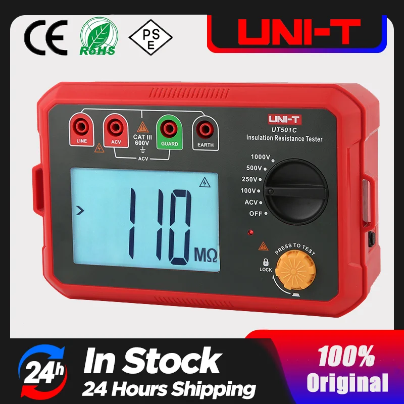 

UNI-T Insulation Resistance Tester UT501C/UT502C Digital Megohmmeter 1000V 2500V Voltmeter High Voltage Motor Cable Megommeter