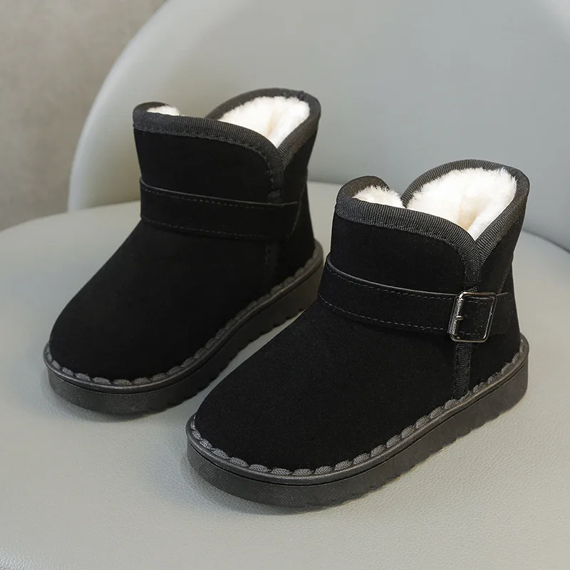 

2023 Boys Boots Pink Autumn and Winter Cotton Versatile Casual Children Girls Snow Boots Versatile Buckle Kids Fashion Boots New