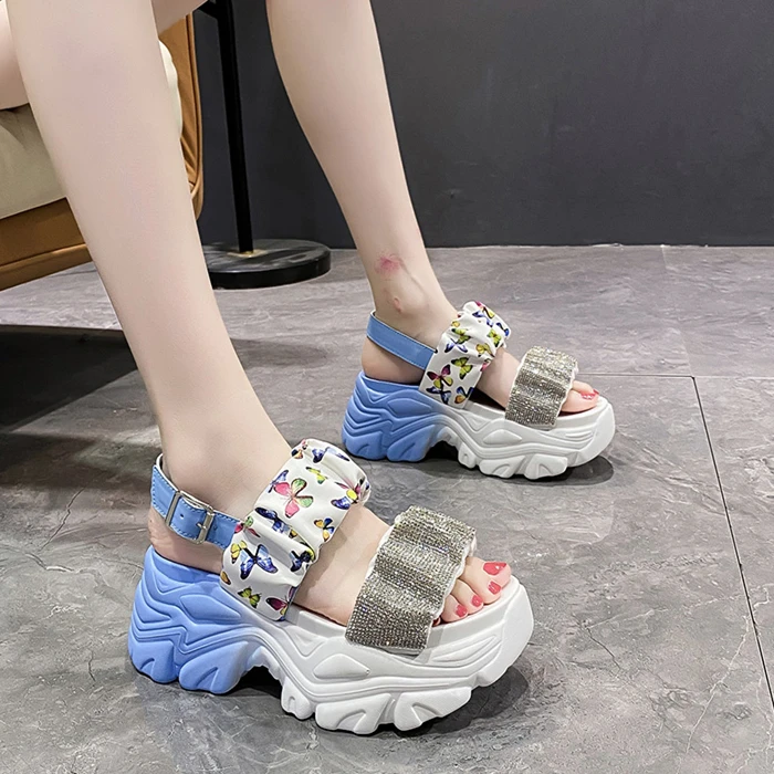 

Модная женская обувь 2022, бежевые Босоножки на каблуке, обувь для маффинов, универсальные эспадрильи, платформа, танкетка, увеличивающая рос...