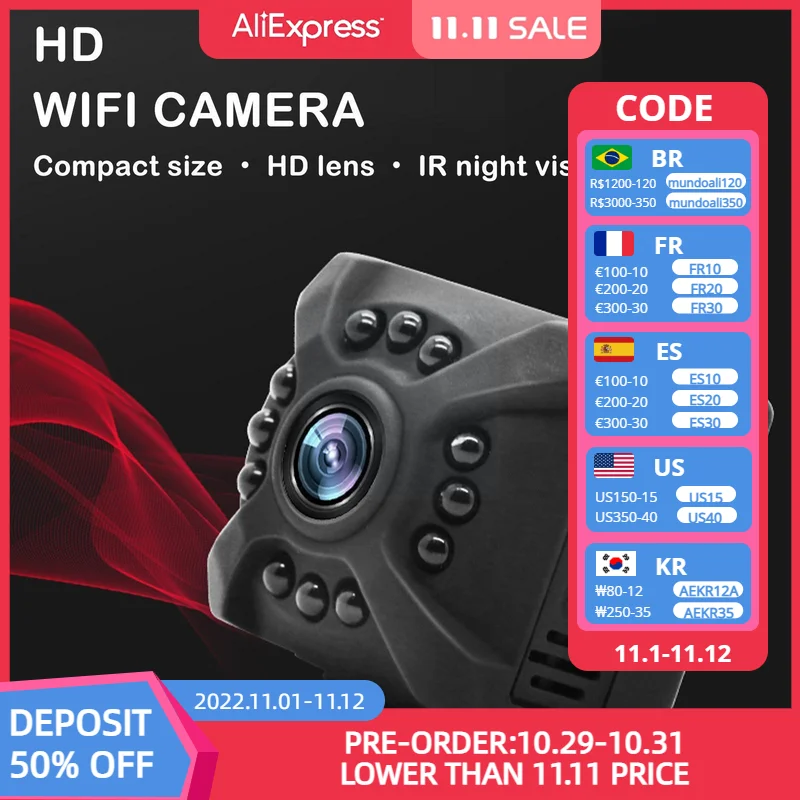 

Wifi Mini Camera With Battery 1080P Night Vision Motion Remote IP Detection Wireless Indoor With Security Camare L3N4